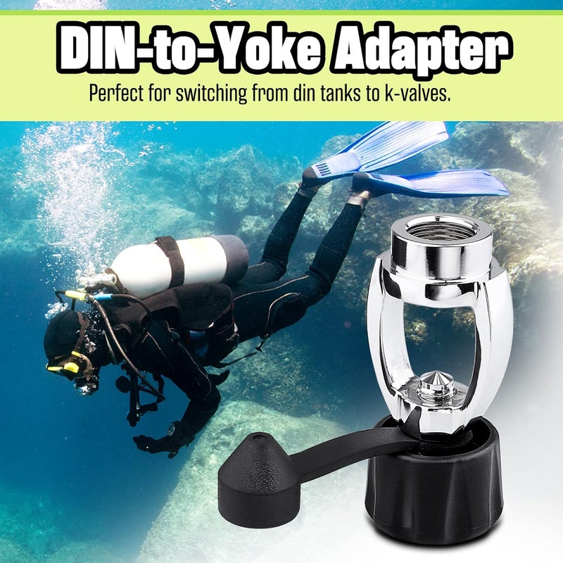 Dawitrly 250-Bar 3500PSI Chrome-Plated Brass DIN Regulator to Yoke Converter First Stage Adapter with Dust Cap for Scuba Diving Tank Regulator Parts - Image 4